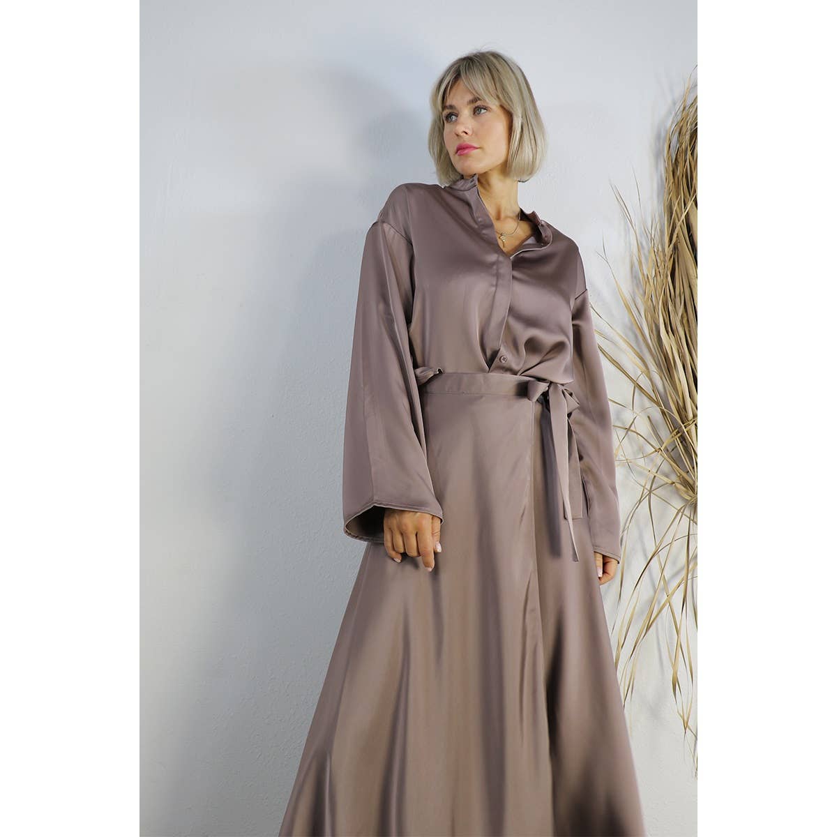 SATIN CROP TOP WITH WRAP SKIRT SET