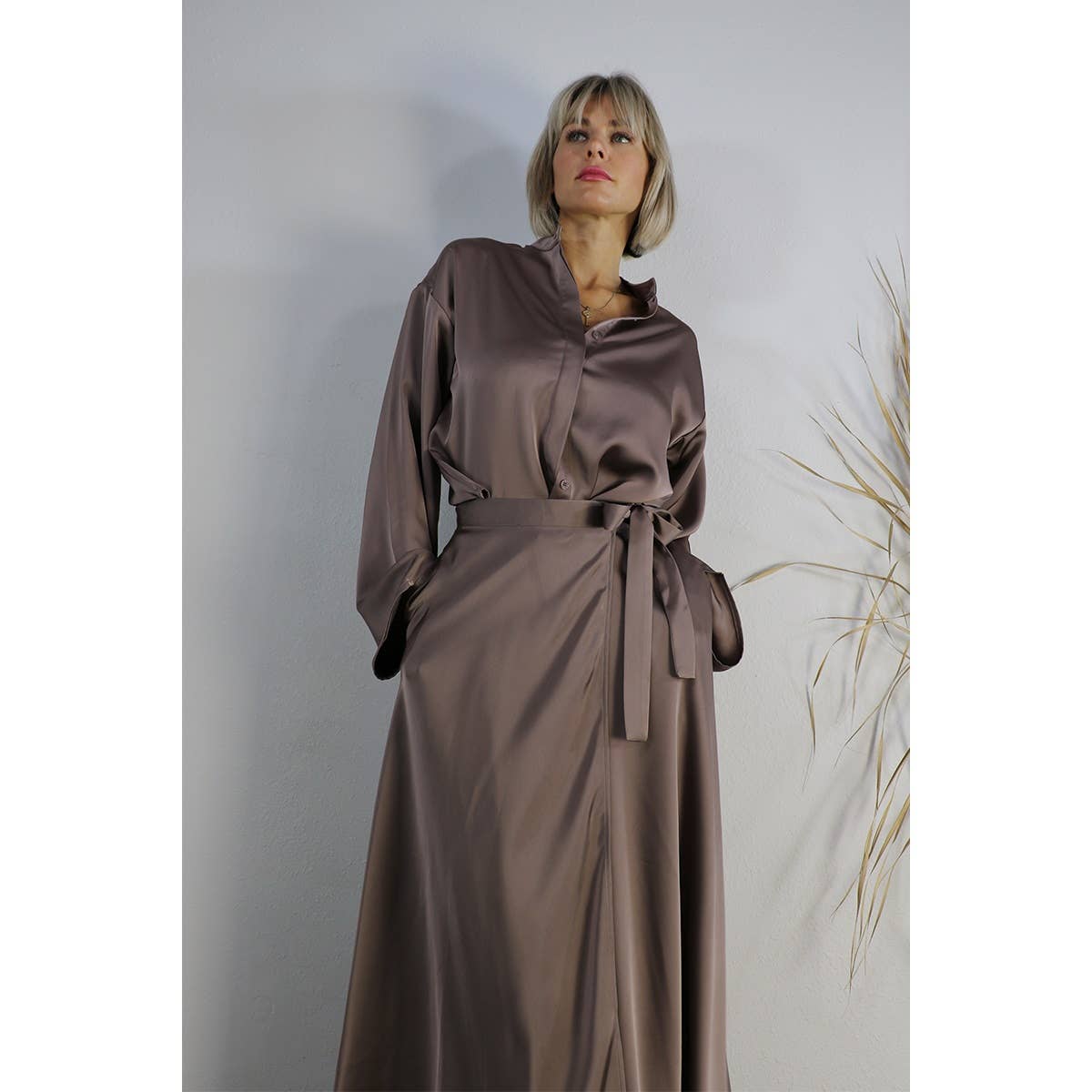 SATIN CROP TOP WITH WRAP SKIRT SET