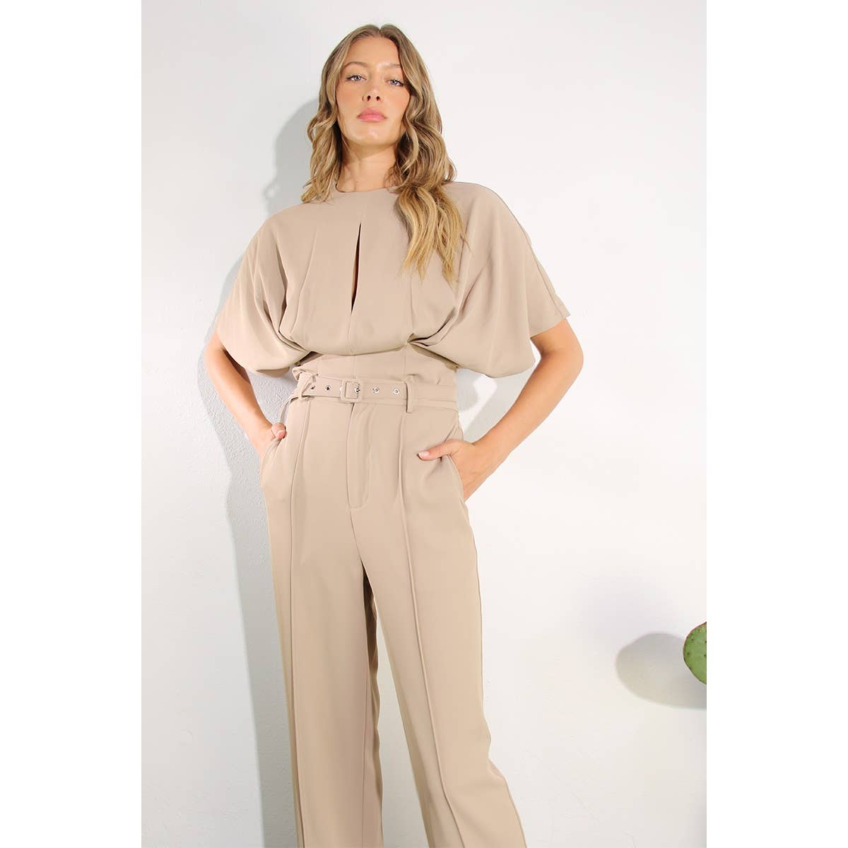 DRAPING TOP AND PANTS SET