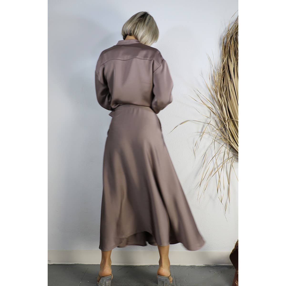 SATIN CROP TOP WITH WRAP SKIRT SET