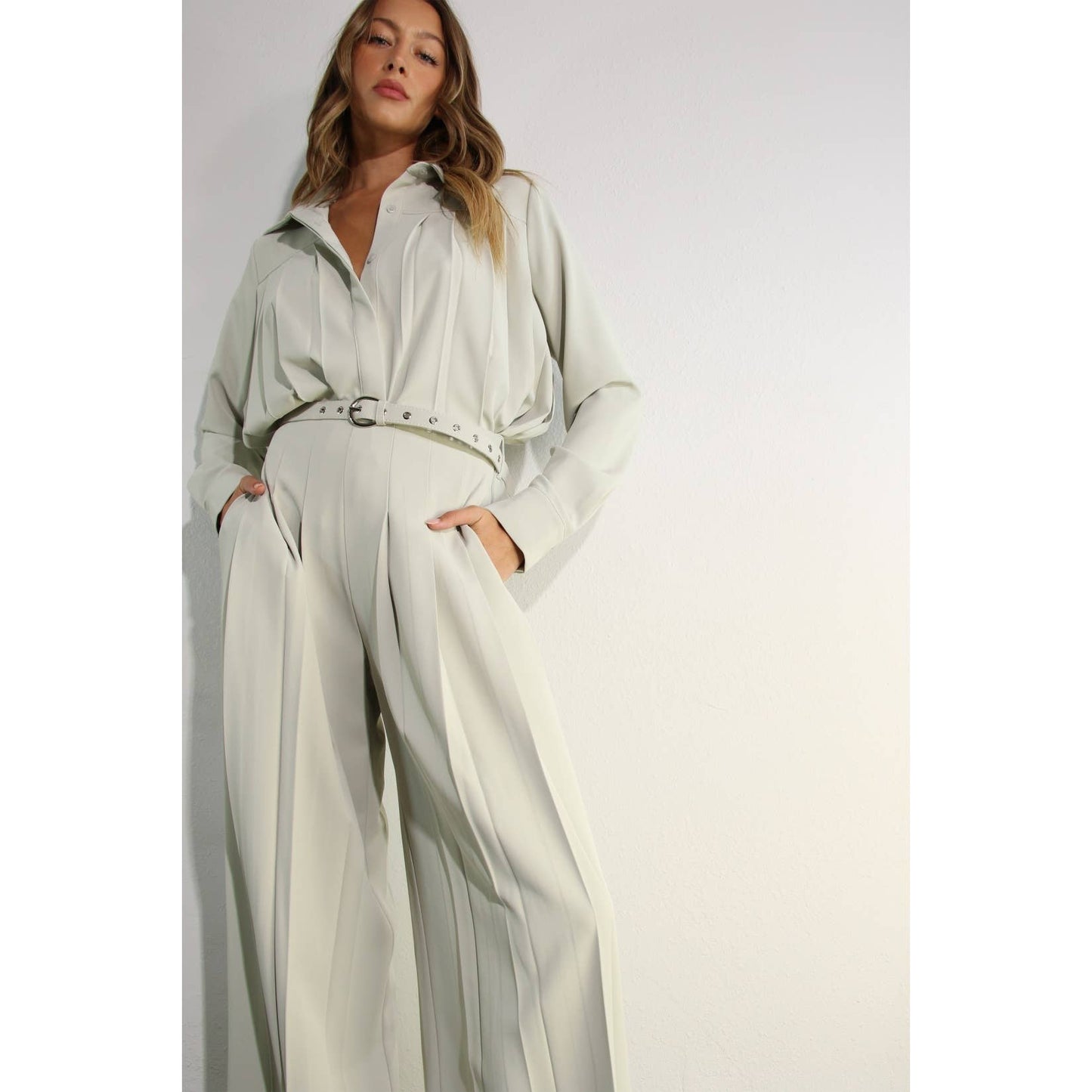 PLEATED SHIRTS AND PANTS SET