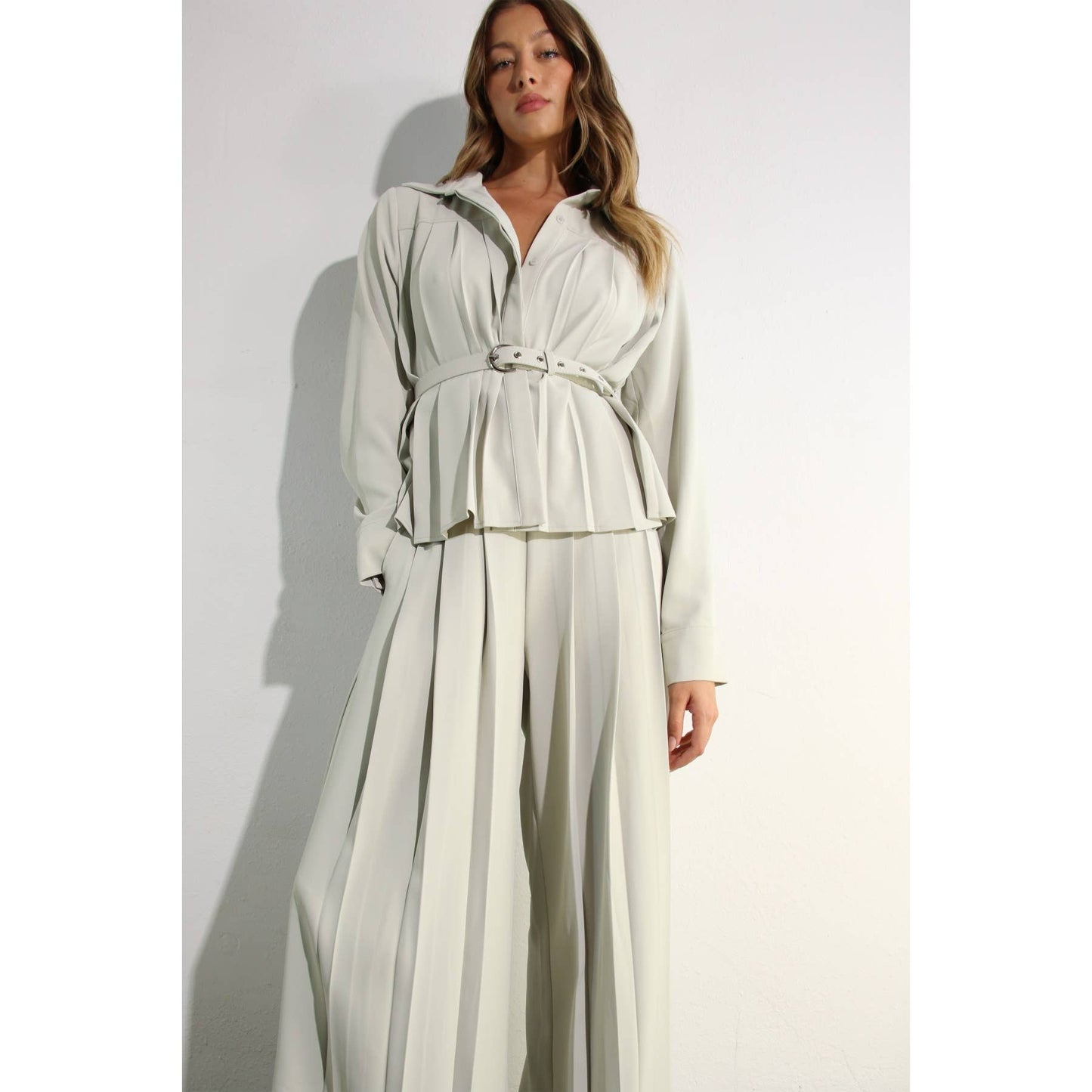 PLEATED SHIRTS AND PANTS SET