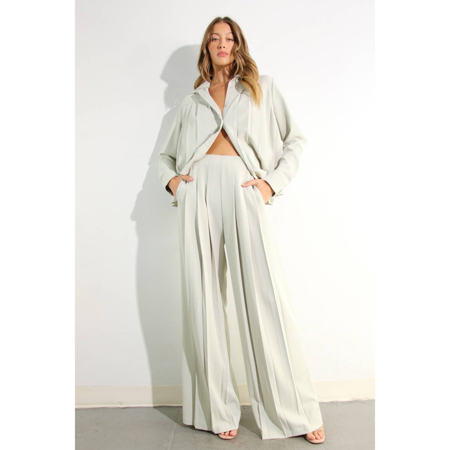 PLEATED SHIRTS AND PANTS SET