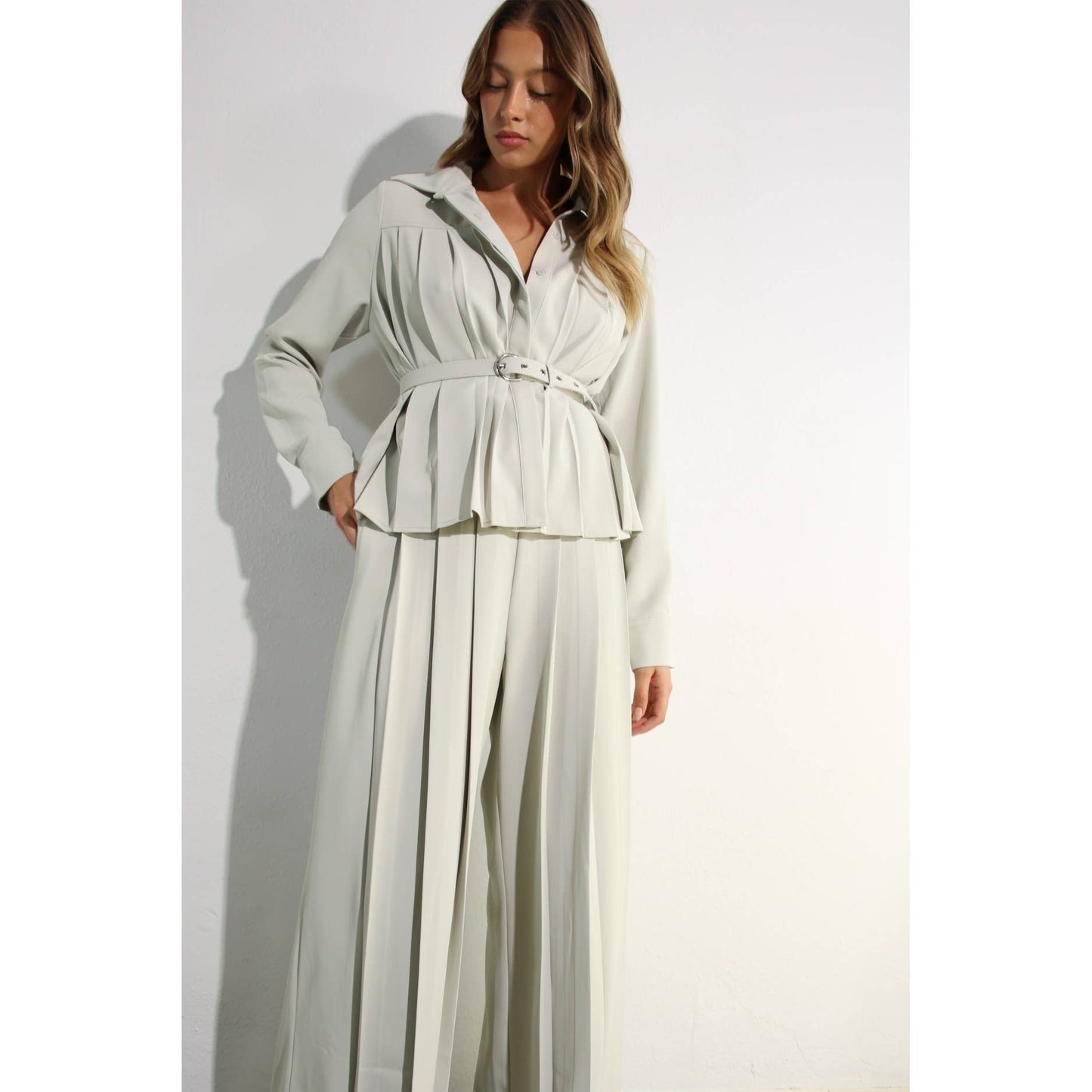 PLEATED SHIRTS AND PANTS SET