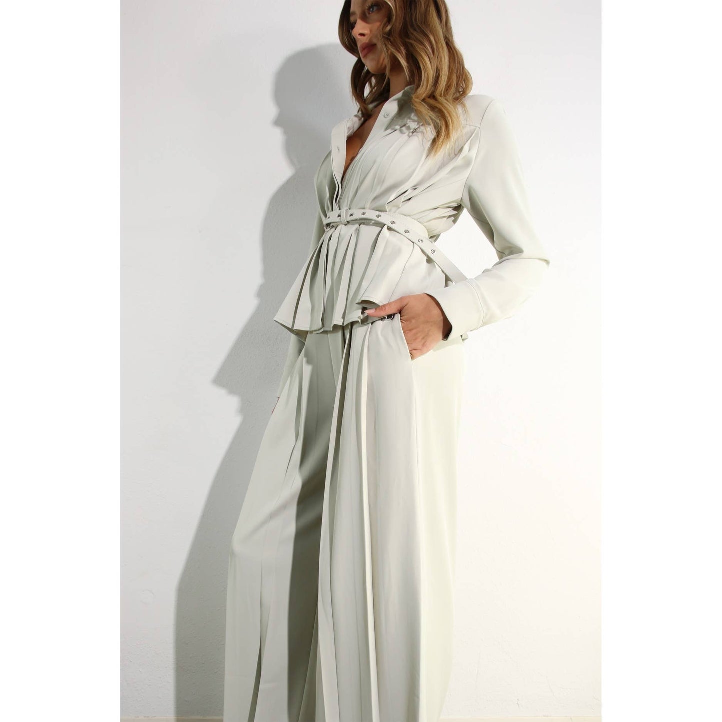 PLEATED SHIRTS AND PANTS SET