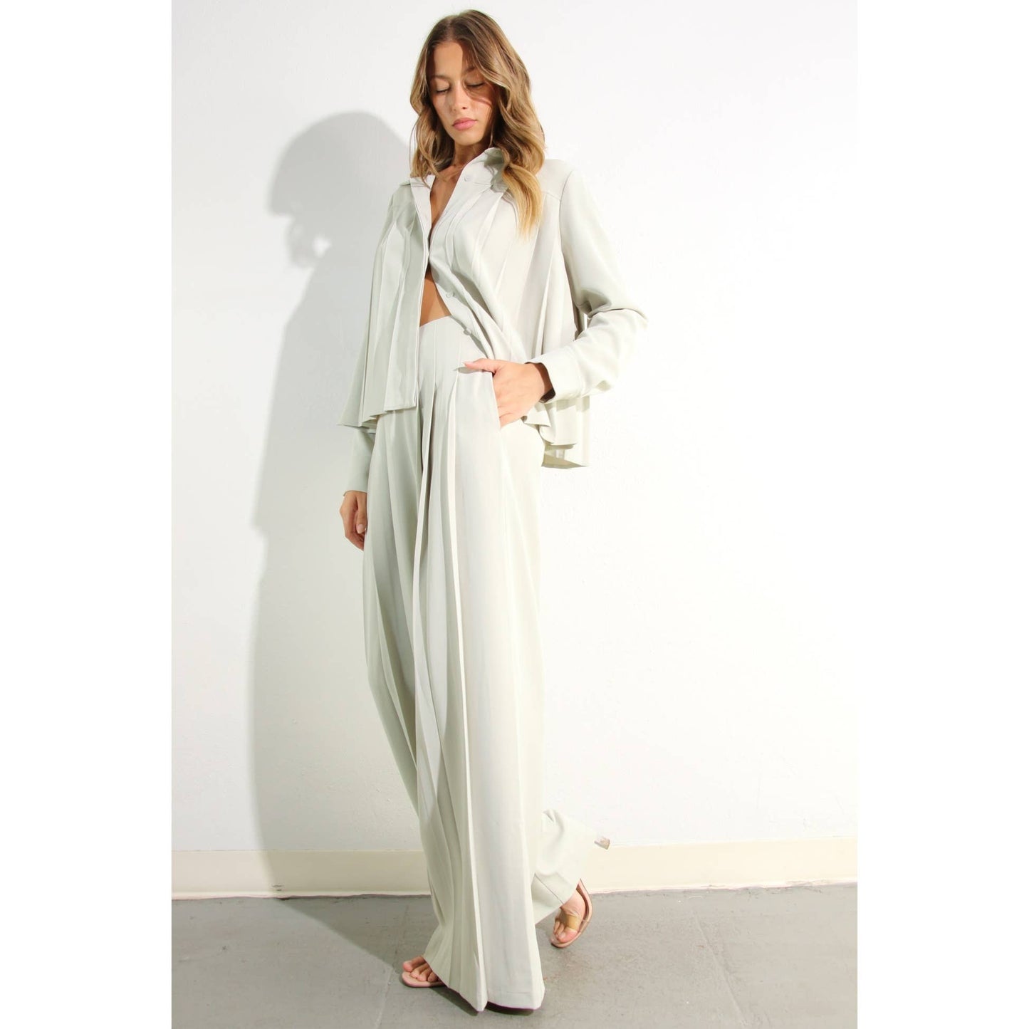 PLEATED SHIRTS AND PANTS SET