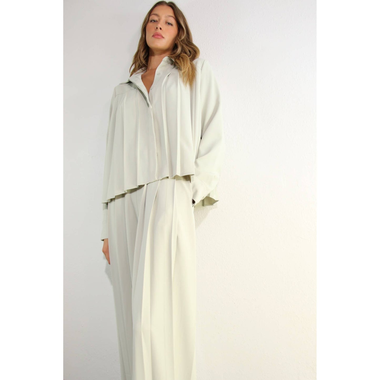 PLEATED SHIRTS AND PANTS SET