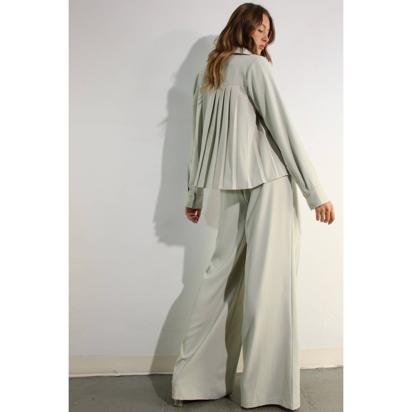 PLEATED SHIRTS AND PANTS SET