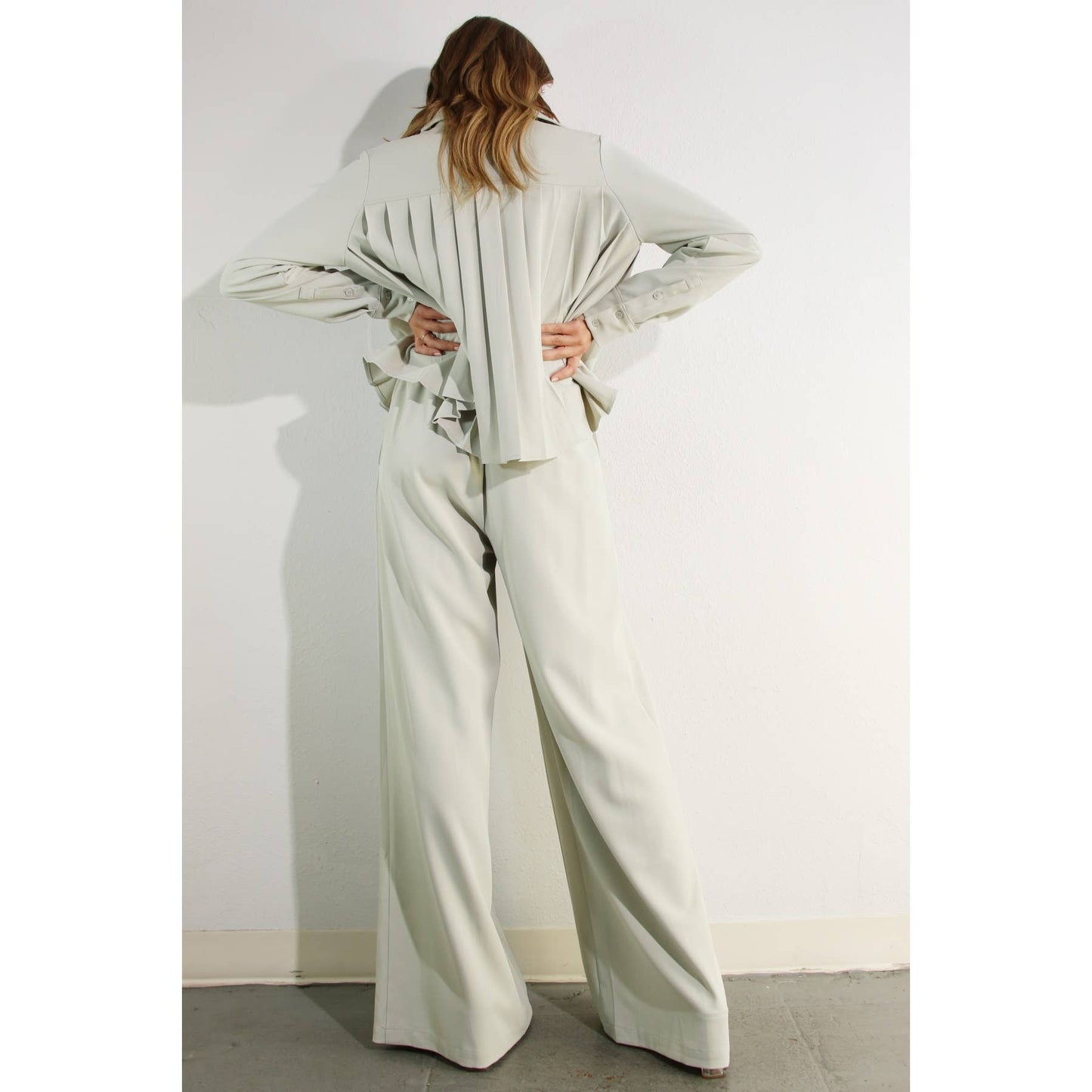 PLEATED SHIRTS AND PANTS SET